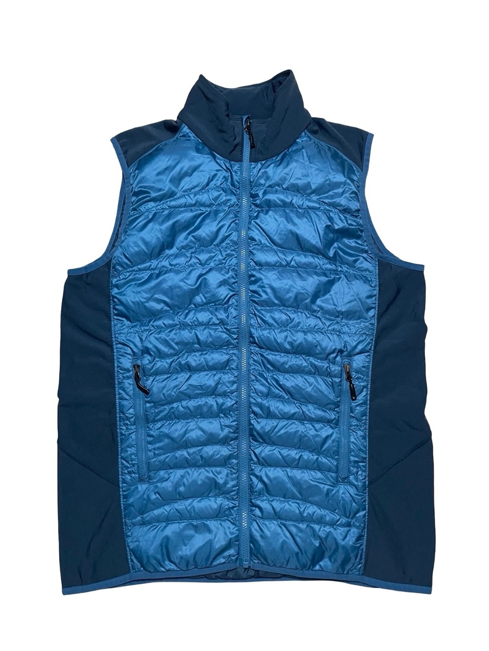 Ibex Men's Blue Zip Puffer Vest XL Merino Wool Nylon Duck Down Insulated Jacket